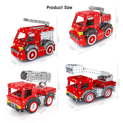 1375Pcs DIY Metal Assembly Toy Fire Engine Model Fire truck combination