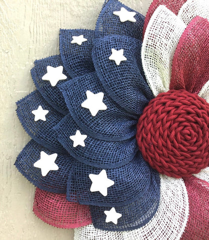 Poly Burlap American Flag Wreath