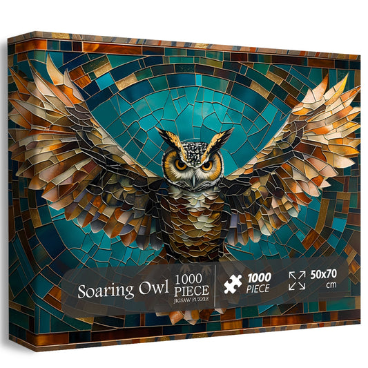 Stained Glass Soaring Owl Jigsaw Puzzle 1000 Pieces