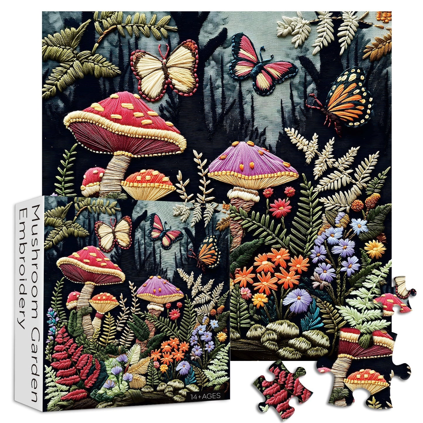 Mushroom Garden Embroidery Jigsaw Puzzle 1000 Pieces