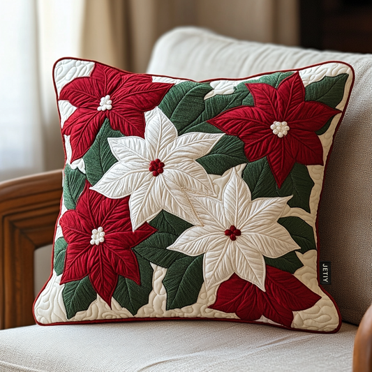 Winter Poinsettia Quilted Pillow Case NCU0NT1996