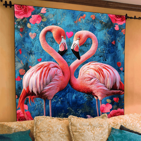 Tropical Flamingos Art Quilt Hanging NCU0TL912