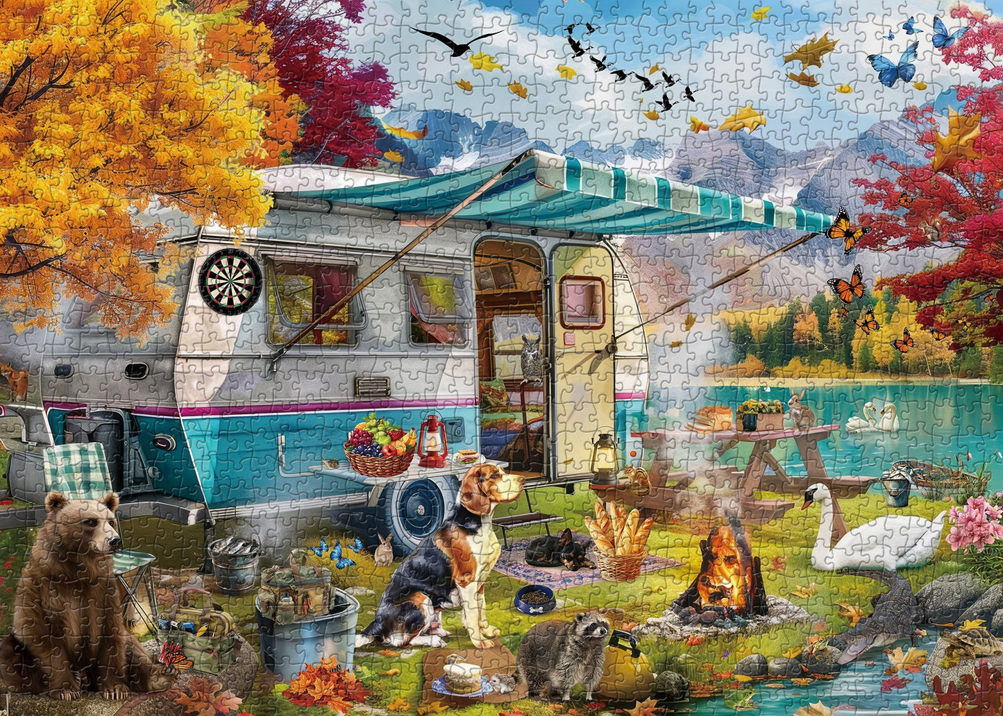 Autumn Lakeside Camp Jigsaw Puzzle 1000 Pieces