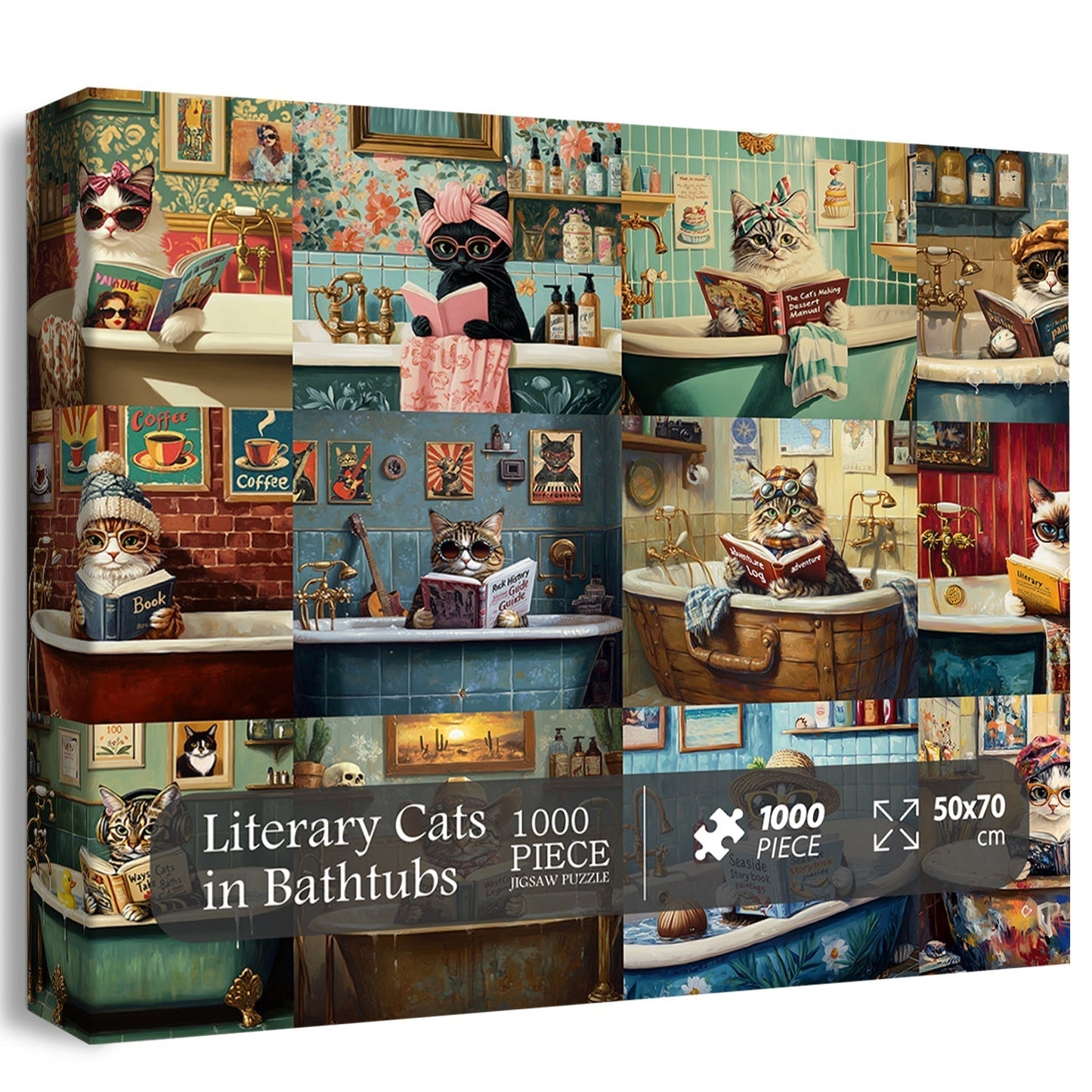 Literary Cats in Bathtubs Jigsaw Puzzle 1000 Pieces