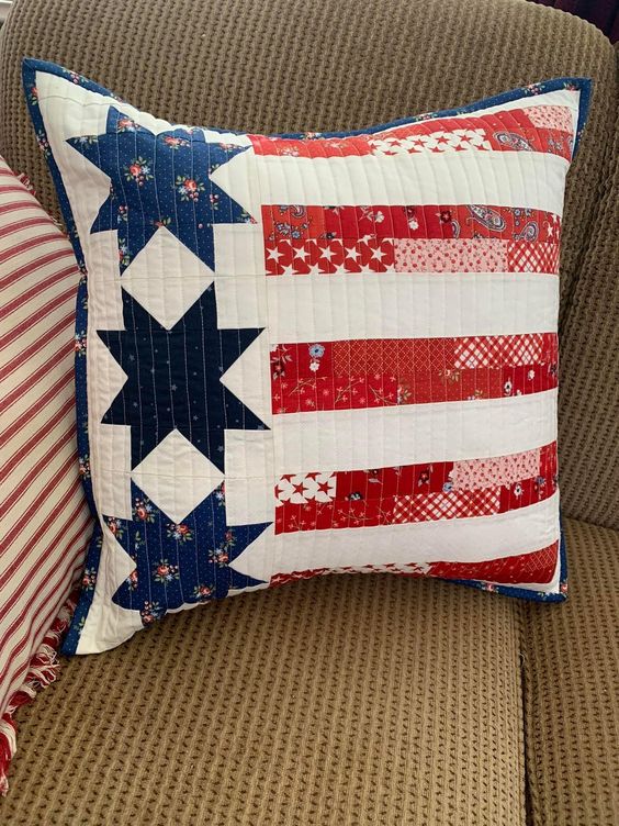 Patriotic Star And Stripes CLA080424150 Quilted Pillow Case