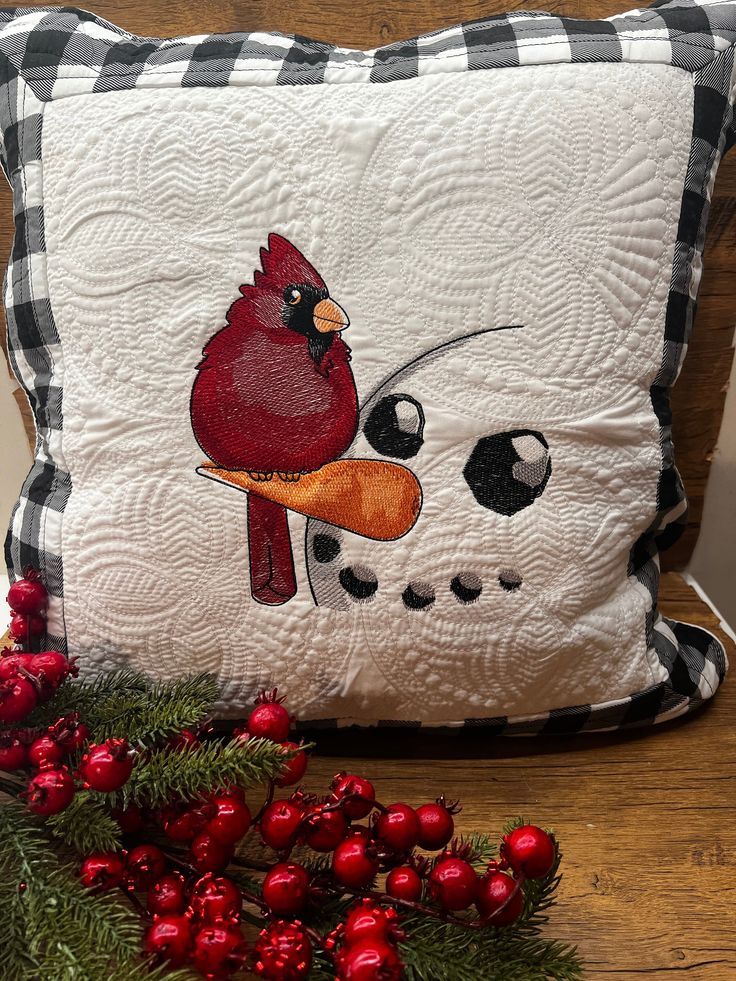 Snowman Cardinal CLA080424127 Quilted Pillow Case