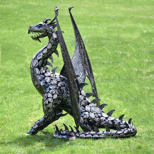 4.75 ft. Tall Large Iron Sentry Dragon Statue