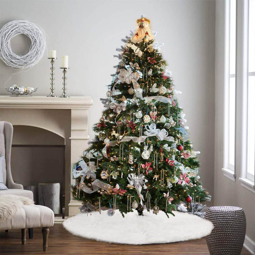 Faux Fur Christmas Tree Skirt Decoration