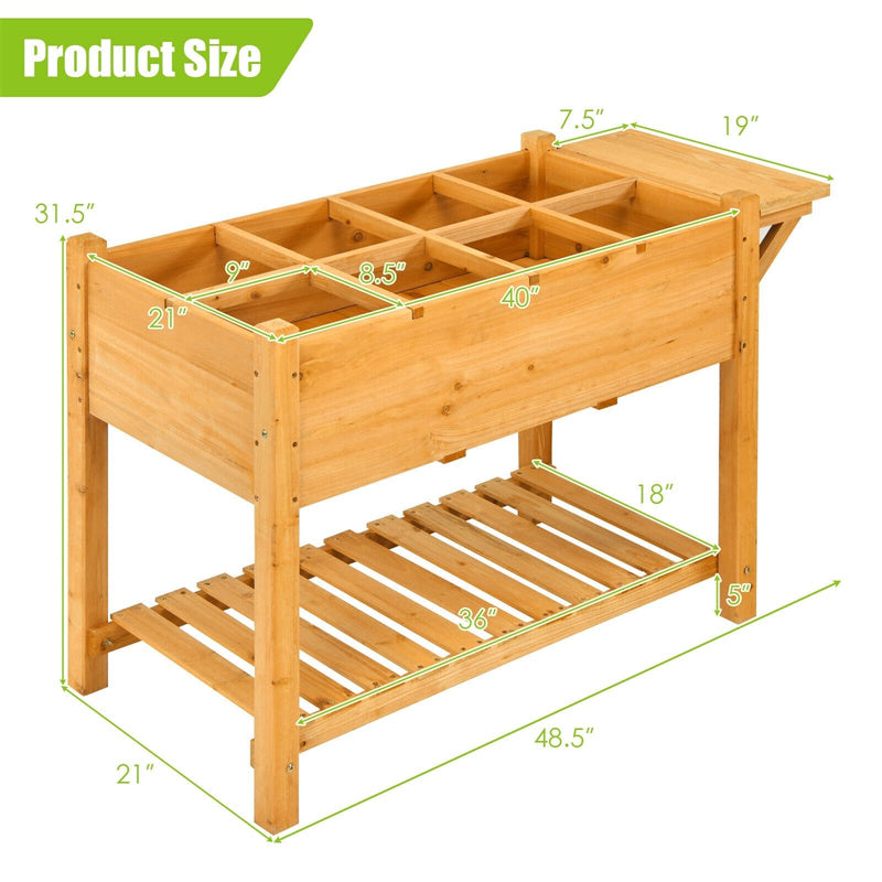 8 Grids Wood Elevated Garden Planter Box Kit with Folding Tabletop