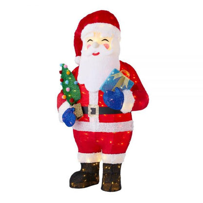 Christmas-5 ft warm white led santa and present