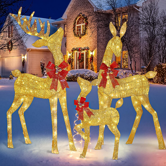 Deer Family 3-Piece LED Decor Set