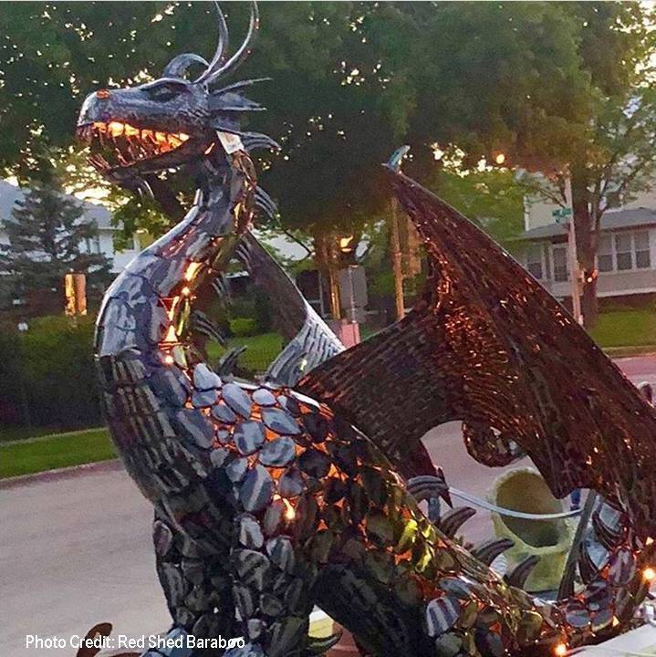 4.75 ft. Tall Large Iron Sentry Dragon Statue