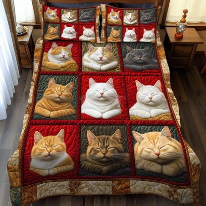 Cozy Cat Dreams 3-Piece Quilted Bedding Set NCU0TL1061