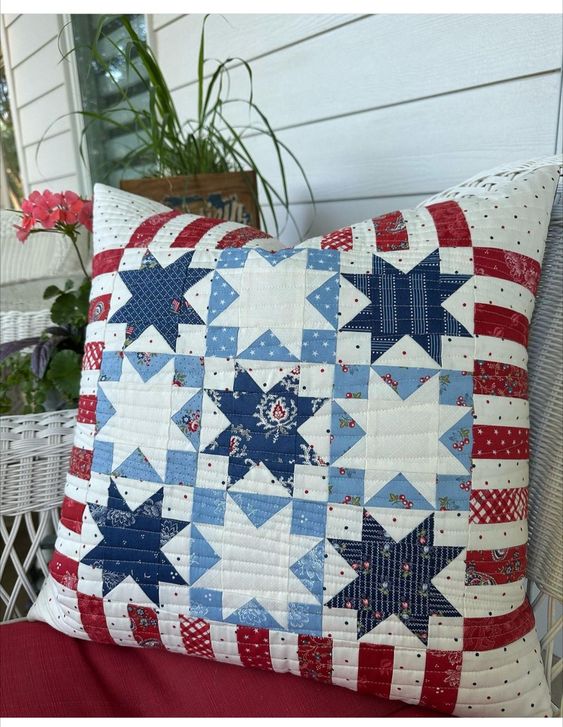 American Flag Star CLA080424172 Quilted Pillow Case