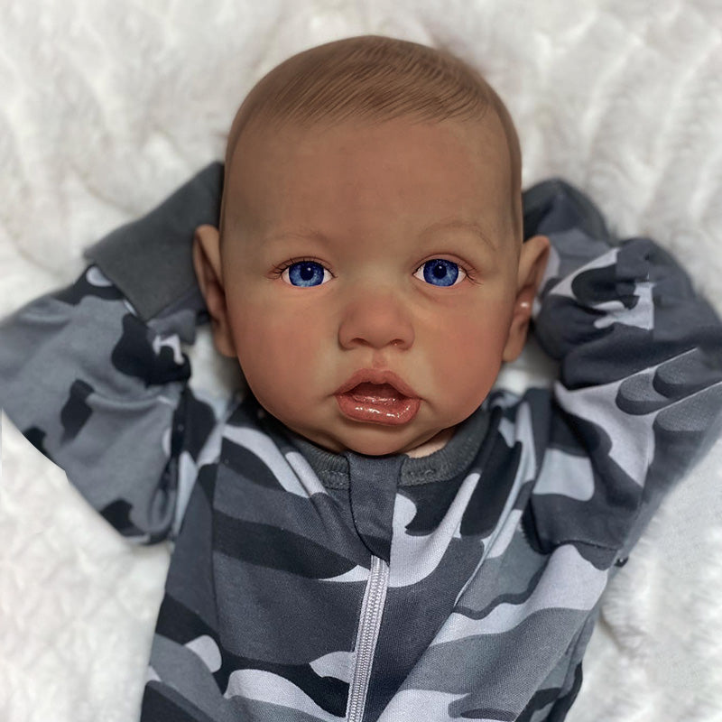 African Baby Series — 12"&16" Reborn Full Silicone Baby Doll Boy Nicholas with Bright and Realistic Blue Acrylic Eyes and Delicate Body Details