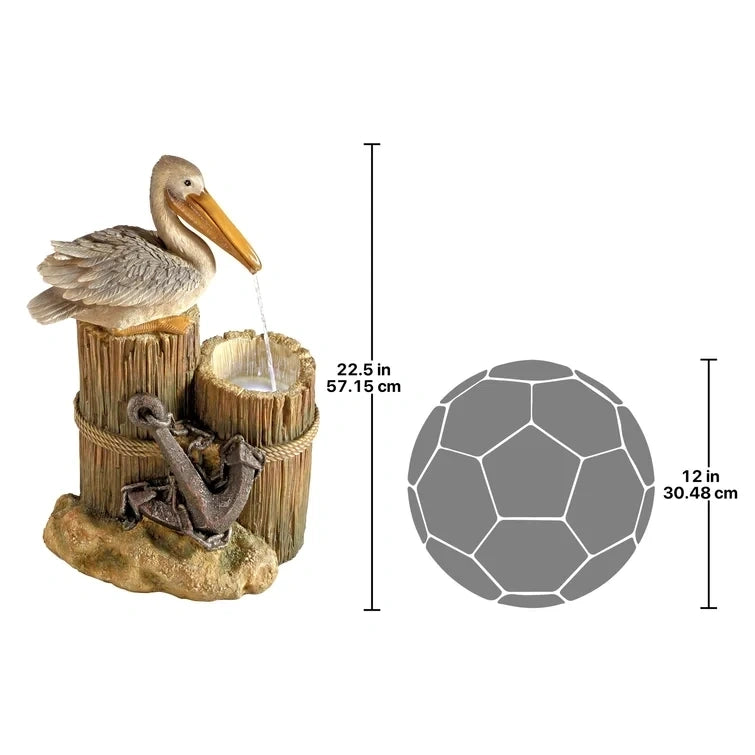 Resin Pelican's Seashore Roost Sculptural Fountain with LED Light