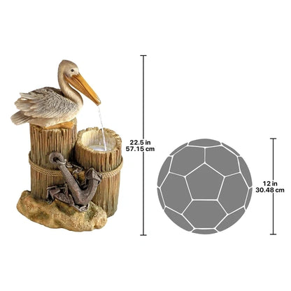 Resin Pelican's Seashore Roost Sculptural Fountain with LED Light