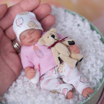 Miniature Doll Sleeping Full Body Silicone Reborn Baby Doll, 6 Inches Realistic Newborn Baby Doll Boy or Girl Named Remi