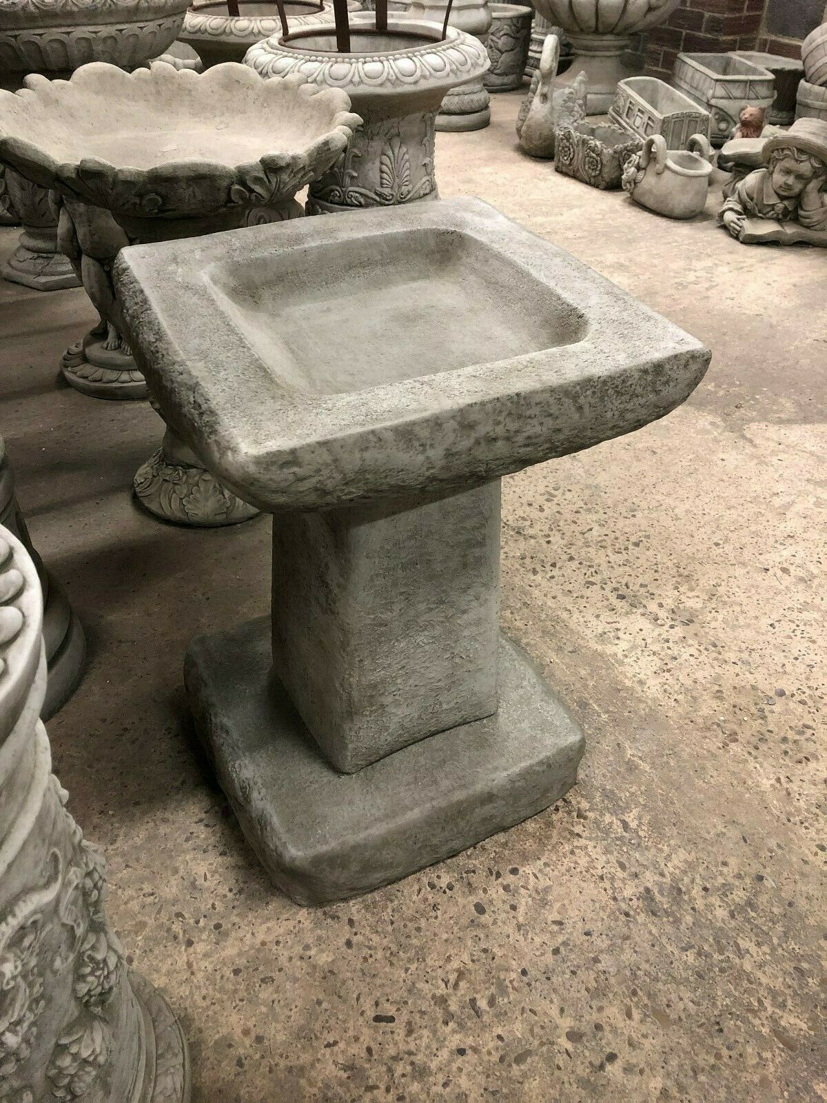 Stunning Stone Chunky Square Garden Bird Bath