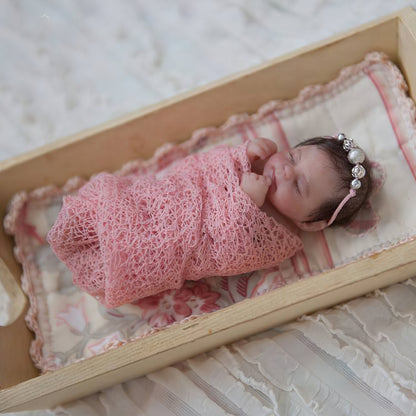 Miniature Doll Sleeping Full Body Silicone Reborn Baby Doll, 6 Inches Realistic Newborn Baby Boy or Girl Doll Named Genevieve