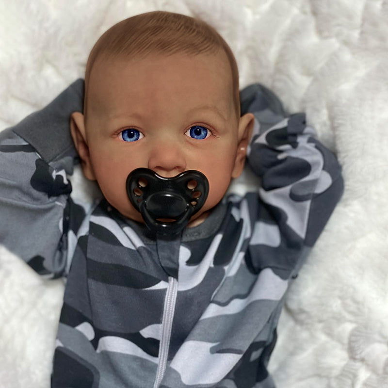 African Baby Series — 12"&16" Reborn Full Silicone Baby Doll Boy Nicholas with Bright and Realistic Blue Acrylic Eyes and Delicate Body Details