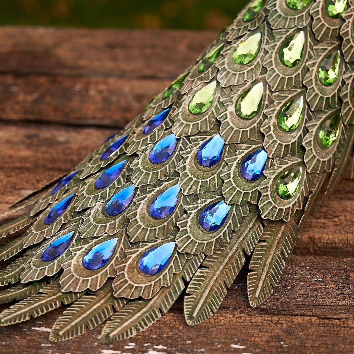 Elegant Iron Peacocks with Acrylic Jewel Detail