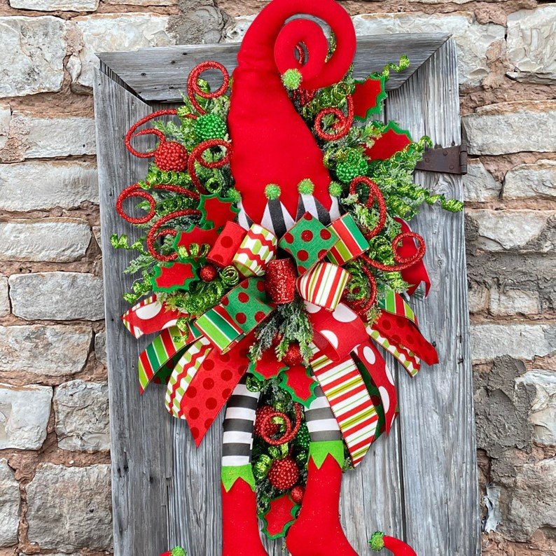 Elf Christmas Wreath-for Front Door &Double Doors