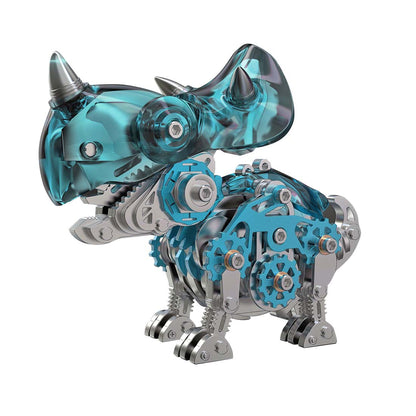 3D Metal Mechanical Dinosaur Model Kit DIY Triceratops Assembly Model - 160PCS