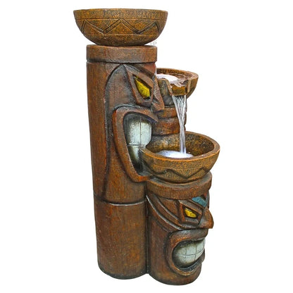 Aloha Tiki 3 Bowl Tiered Resin Fountain with LED Light