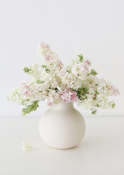 Afloral Creamy White Round Ceramic Vase - 8"