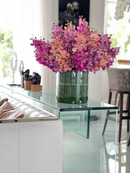 Mixed Mokara Orchids in Oversized Rota Cylinder