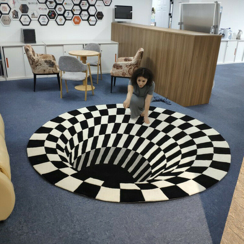 3D Swirl Print Optical CLM051002TM Round Area Rug