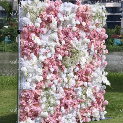 5D Roll-Up Flower Wall Backdrop for Wedding & Party Celebration Decor