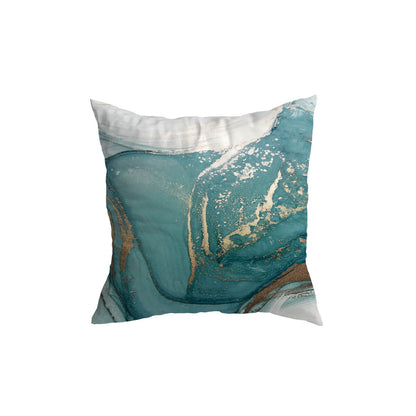 Turquoise Gold Marble Pattern Cushion Covers