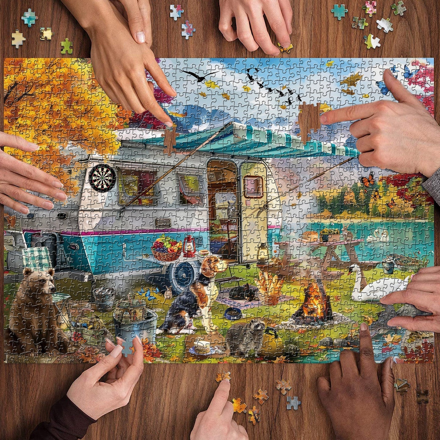 Autumn Lakeside Camp Jigsaw Puzzle 1000 Pieces