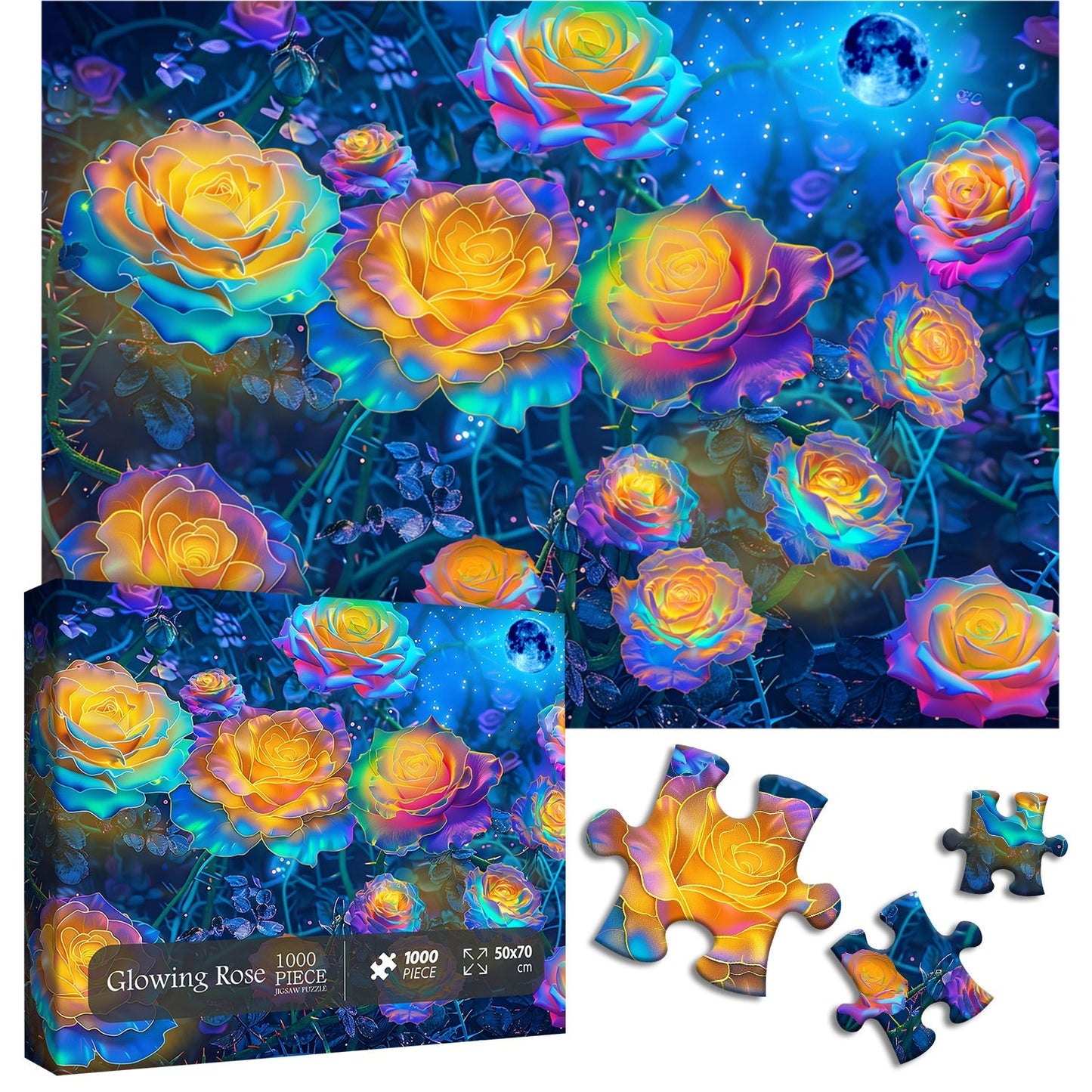 Glowing Rose Jigsaw Puzzle 1000 Pieces