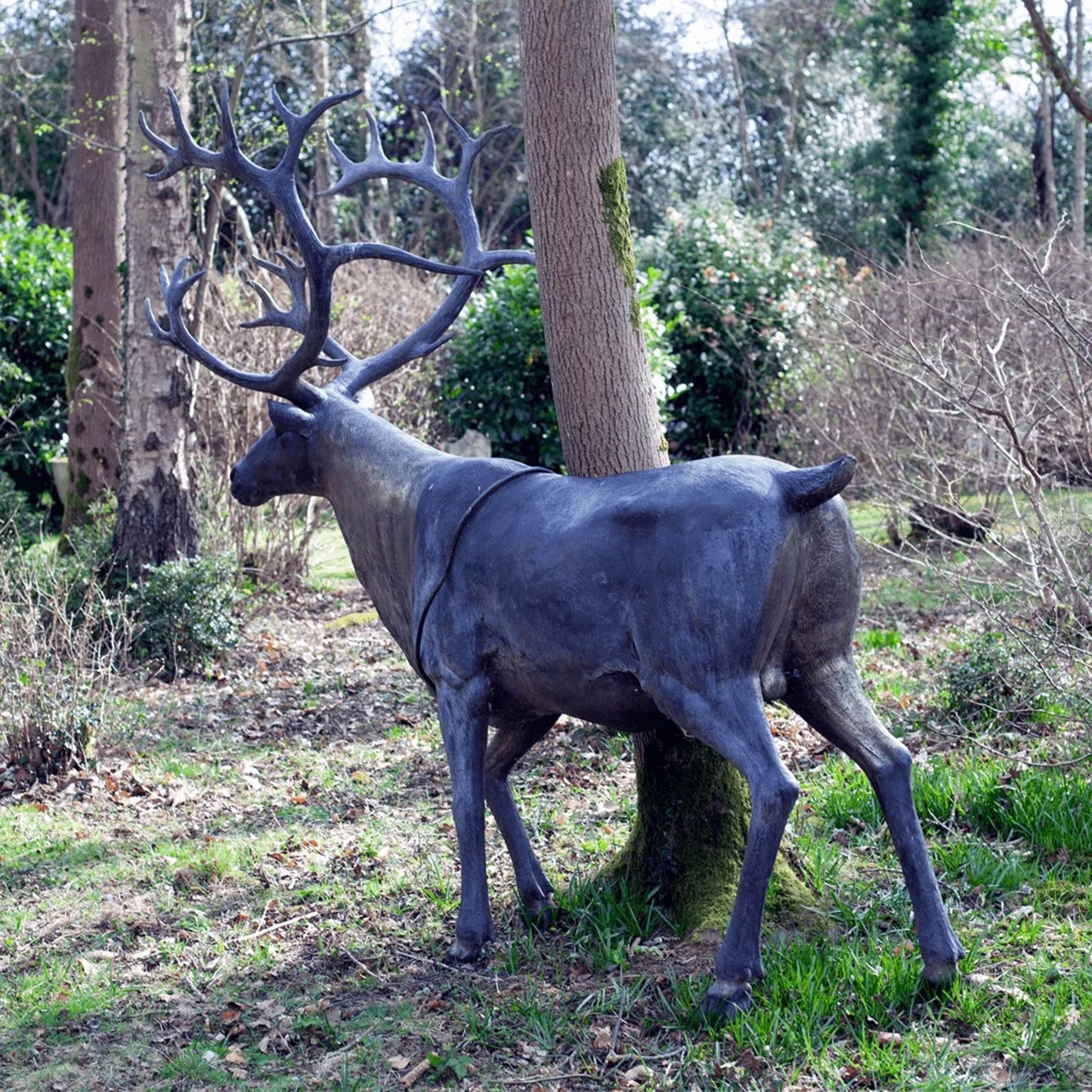 Reindeer Natural Bronze Garden Statue