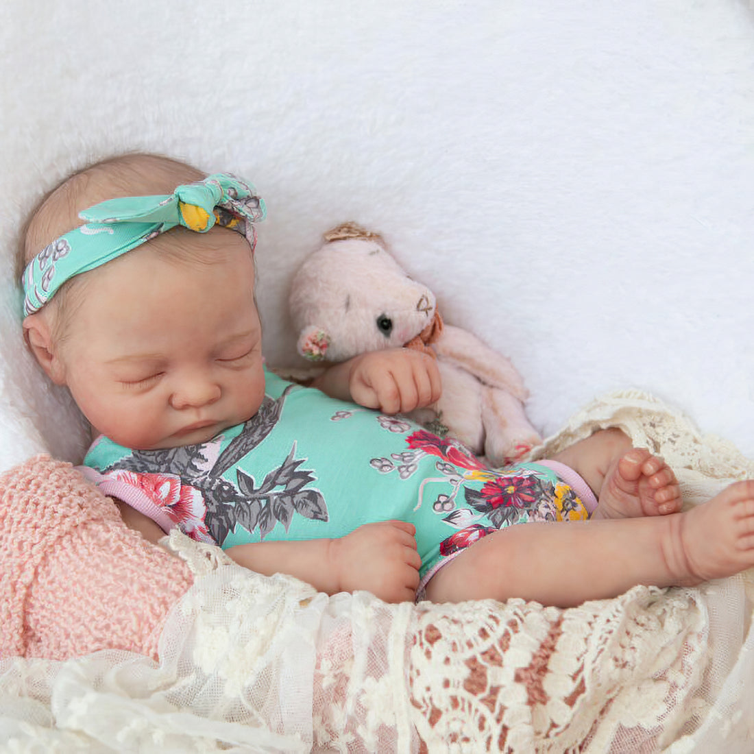 12"&16" Sleeping Baby Girl Mae Full Body Silicone That Looks Real, Not Vinyl Dolls,Extremely Flexible and Lifelike Doll By Dollreborns