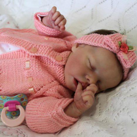 12"&17" Hand-Rooted Brown Hair Sleeping Weighted Baby Girl Jude With Flexible Reborn Doll Silicone Body By Dollreborns