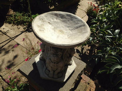 Stunning Stone Triple Gargoyle Garden Bird Bath