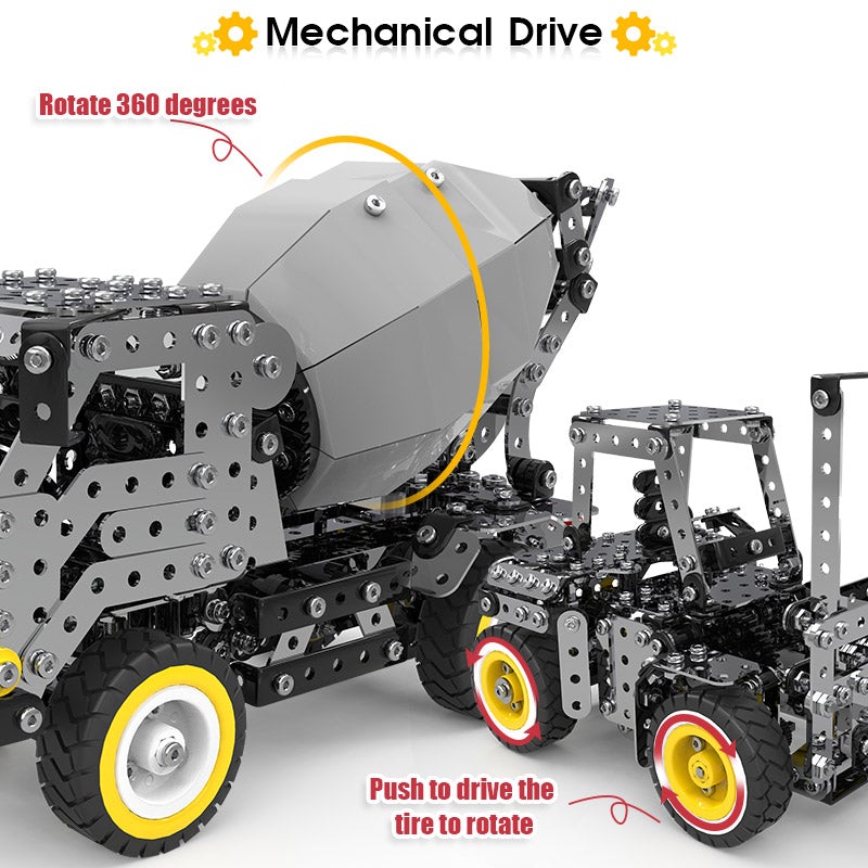 669Pcs+ DIY Metal Assembly SW-033 Engineering Cement Truck Model