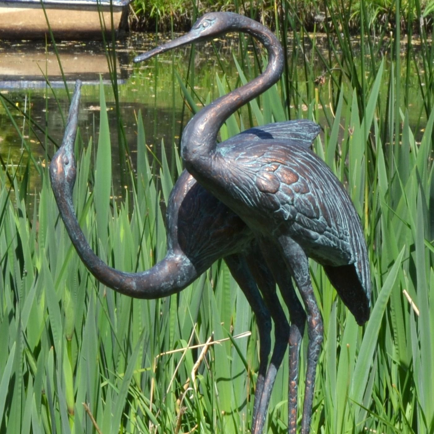 Love Cranes Aged Bronze Garden Ornament