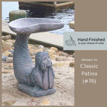 Mermaid 1-Piece Concrete Bird Bath