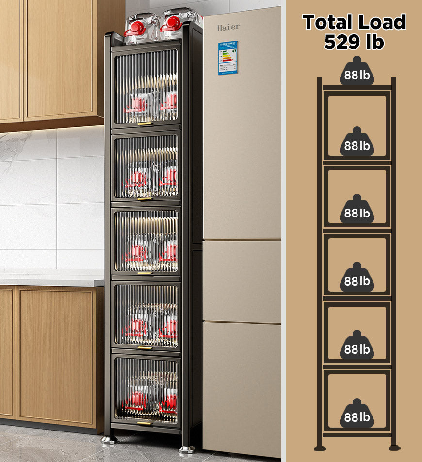 6 Tiers Upgrade Narrow Multifunction Metal Kitchen Storage Cabinet F217