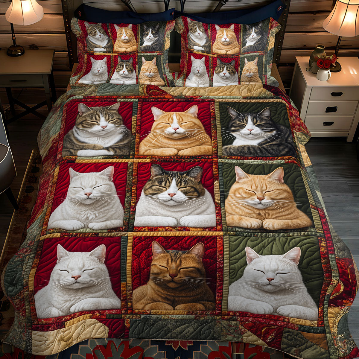 Purrfect Sleep 3-Piece Quilted Bedding Set NCU0TL1062