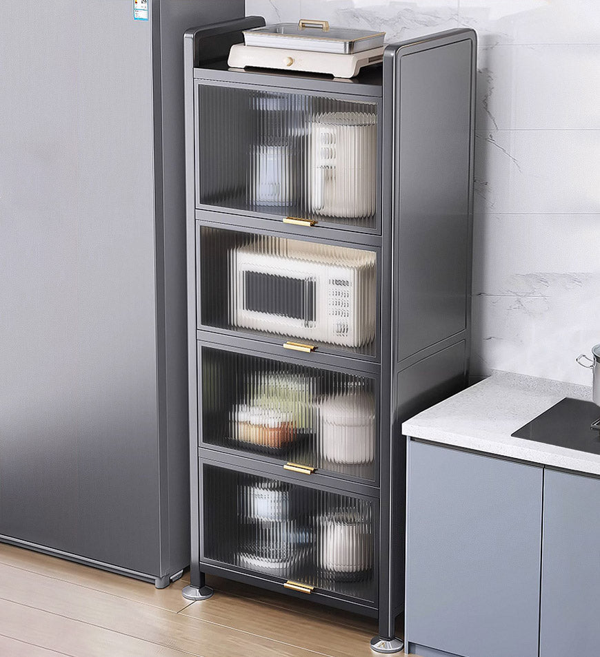 5 Tiers Narrow Multifunction Dustproof Metal Kitchen Storage Cabinet F85