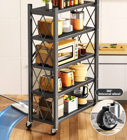 Heavy Duty Foldable Metal Organizer Shelves with Wheels