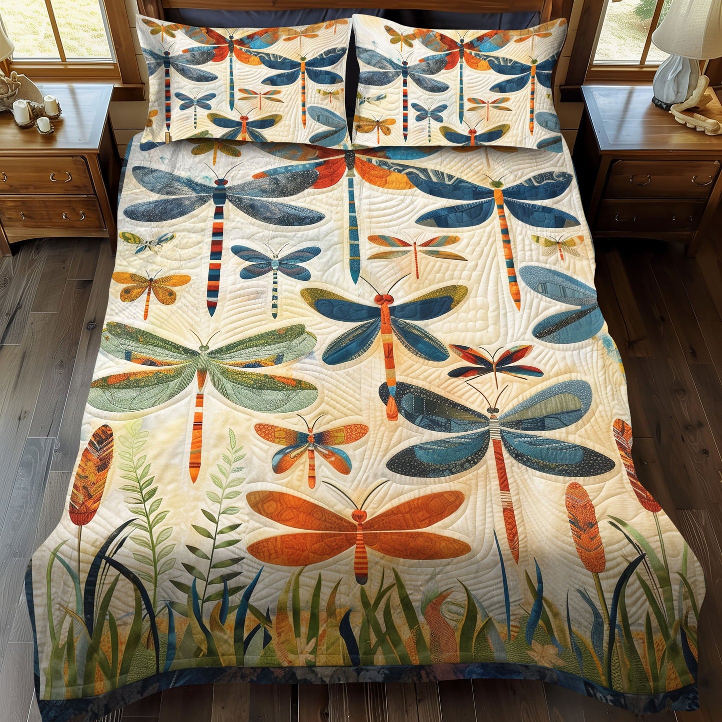 Juego de cama acolchado de 3 piezas Dragonfly Whisper NCU0DK061