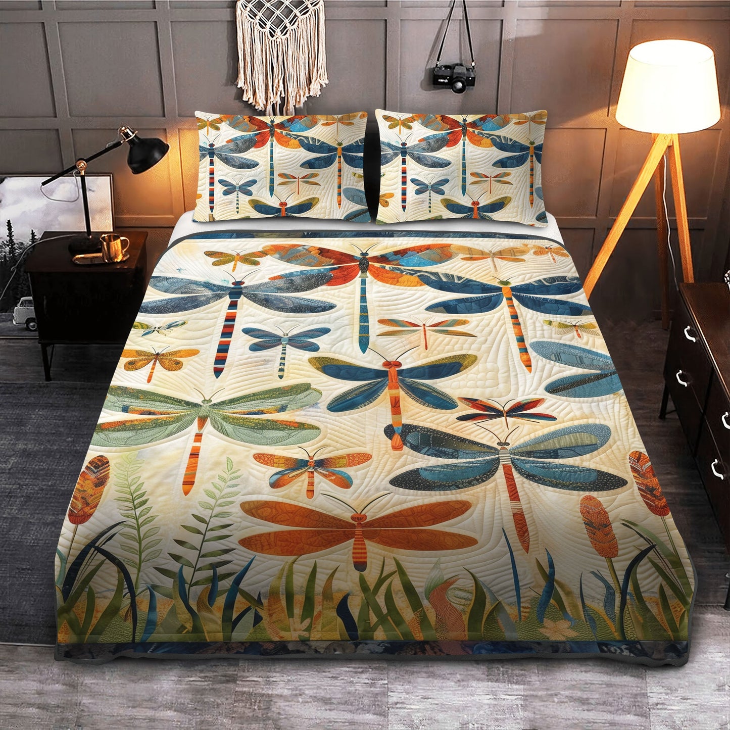 Juego de cama acolchado de 3 piezas Dragonfly Whisper NCU0DK061