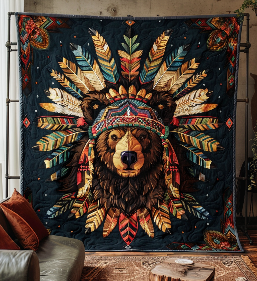 Tribal Sun Bear Quilted Blanket NCU0DK145